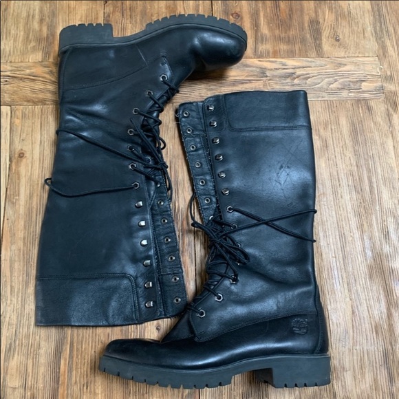 SOLD Vintage Timberland Tall Lace-Up Combat Boots - Picture 3 of 16